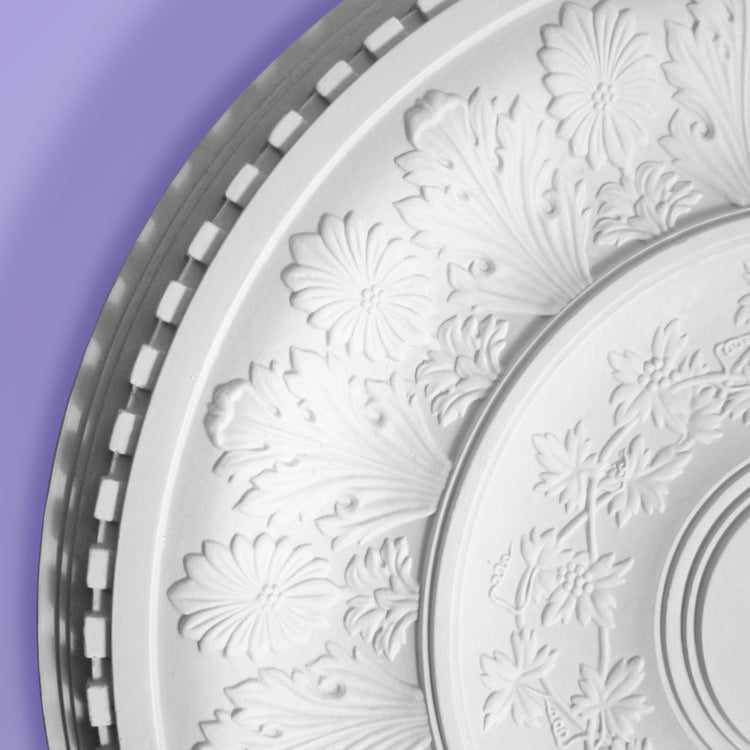 Leaf Ceiling Rose - Floral and Dentil - 530mm