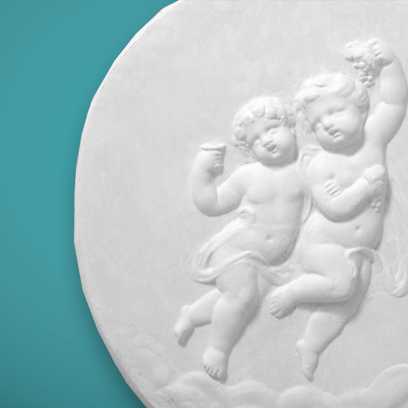 Cherubs Playing Upon Clouds Plaster Plaque