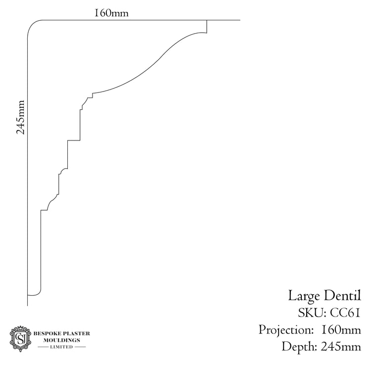 Large Plain Dentil Cornice