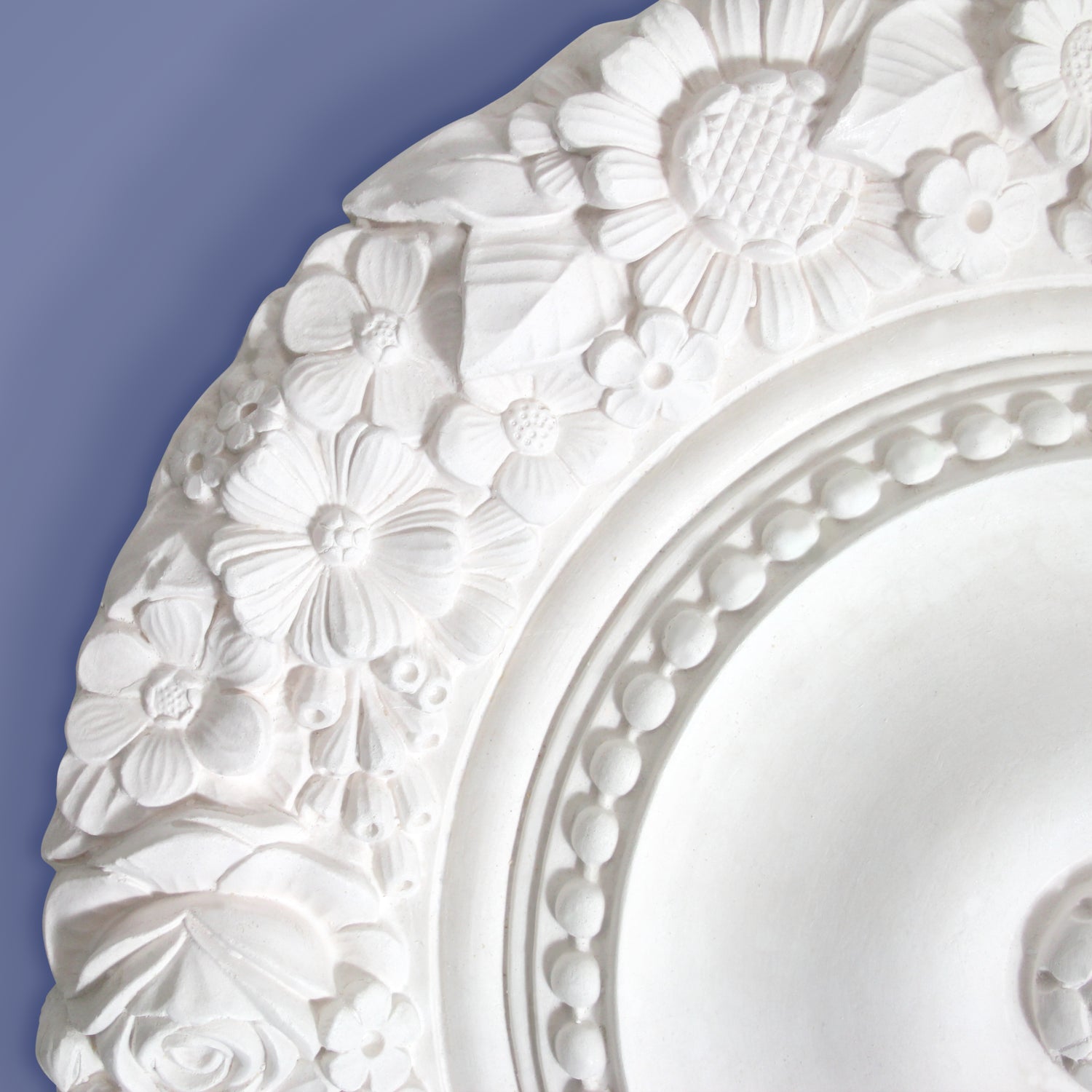 Victorian Plaster Ceiling Rose - Ball & Wreath - Close