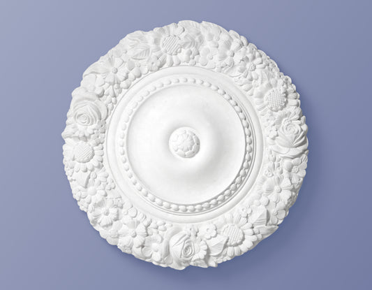 Victorian Plaster Ceiling Rose - Ball & Wreath - Full