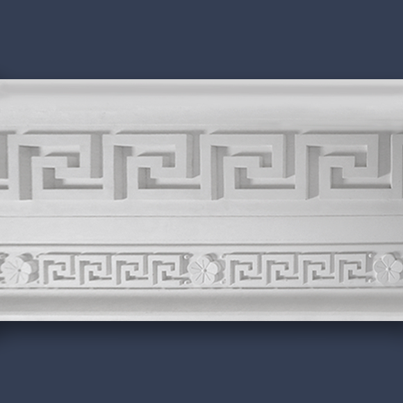 Large Greek Key Plaster Cornice with 2 Lighting Troughs CC76