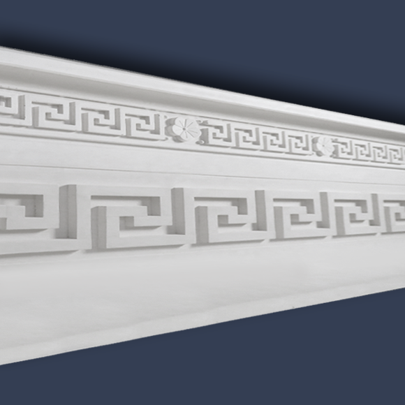 Large Greek Key Plaster Cornice with 2 Lighting Troughs CC76